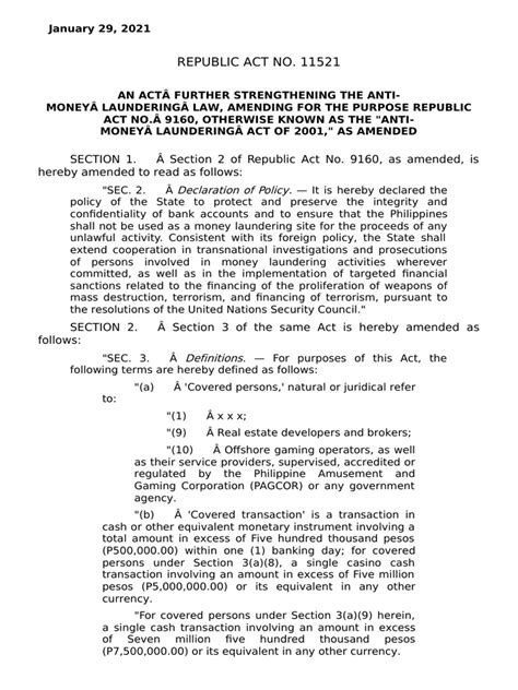 anti money laundering act lawphil|R.A. 9160 .